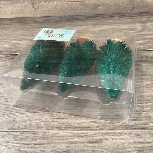 My Little Christmas 2021 Hobby Lobby 6" Sisal Bottlebrush Trees Green NIB - Picture 8 of 11